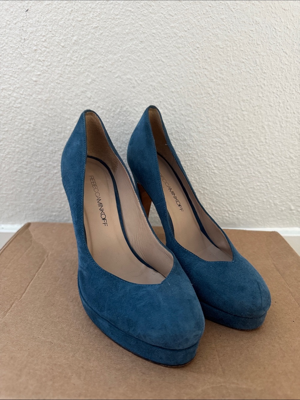 Rebecca Minkoff Teal Suede Platform Pumps